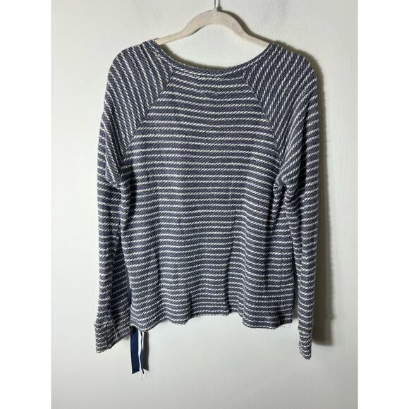 Sundry Blue White Knit Long Sleeve Cotton Top Sz 2 - Picture 2 of 4